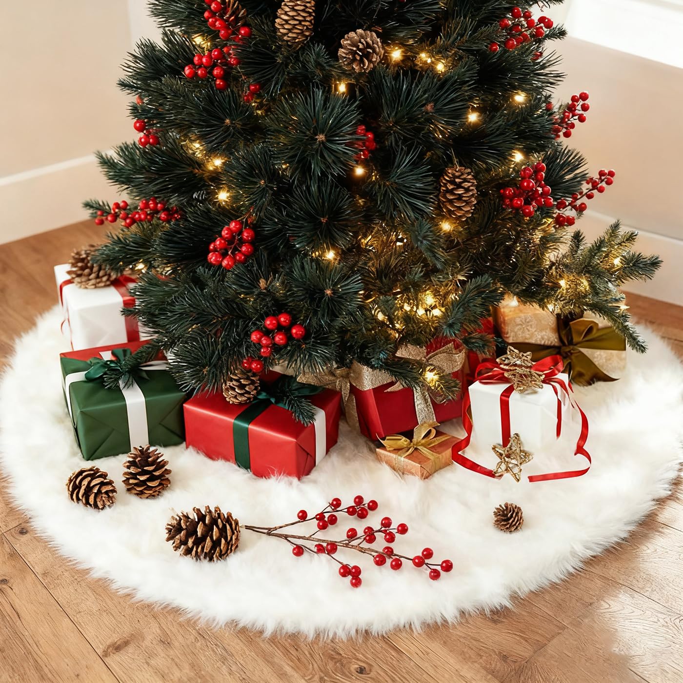 Amazon.co.jp: LunarCorky 90cmクリスマスツリースカート 白